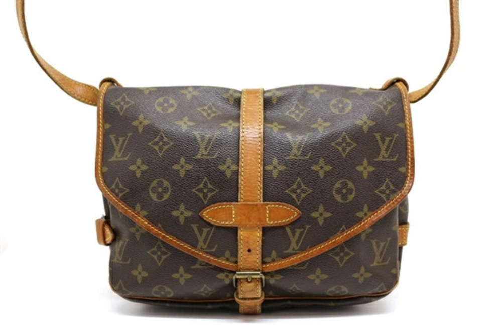 LOUIS VUITTON Saumur Shoulder Bag Monogram Brown